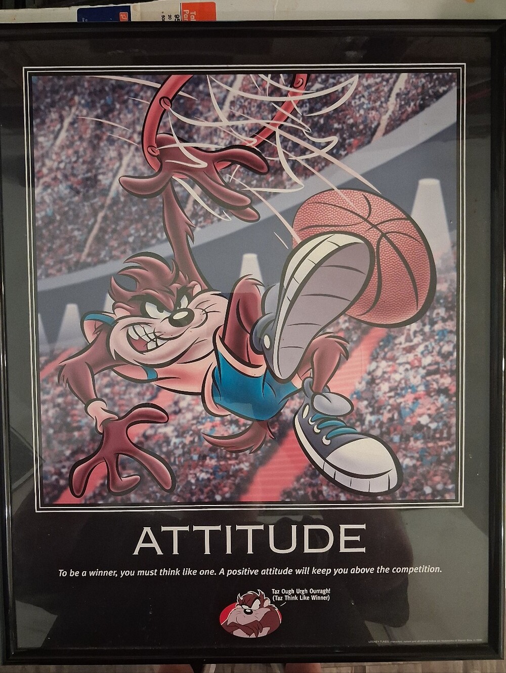 Vintage 1998 Warner Bros. Looney Tunes Taz Motivational Poster
